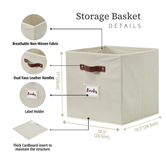 Bin, Cube Bin, Closet Organizers, Set of 6, Beige - Image 2