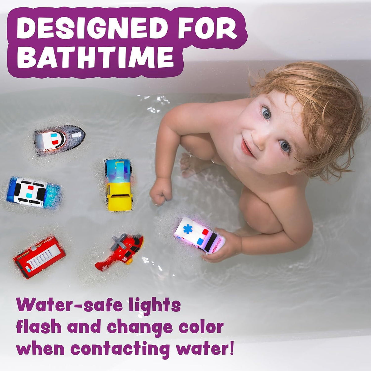 Cars Light Up Bath Toys, 6 Pack, Water-Activated Light Up Toys Flash & Change Color - Image 6