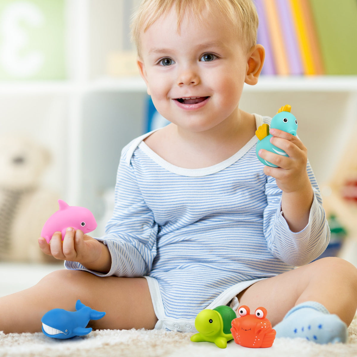 8Pcs Toys for Toddler Infant, No Hole Mold Free Sea Animal Baby Tub Toys - Image 6