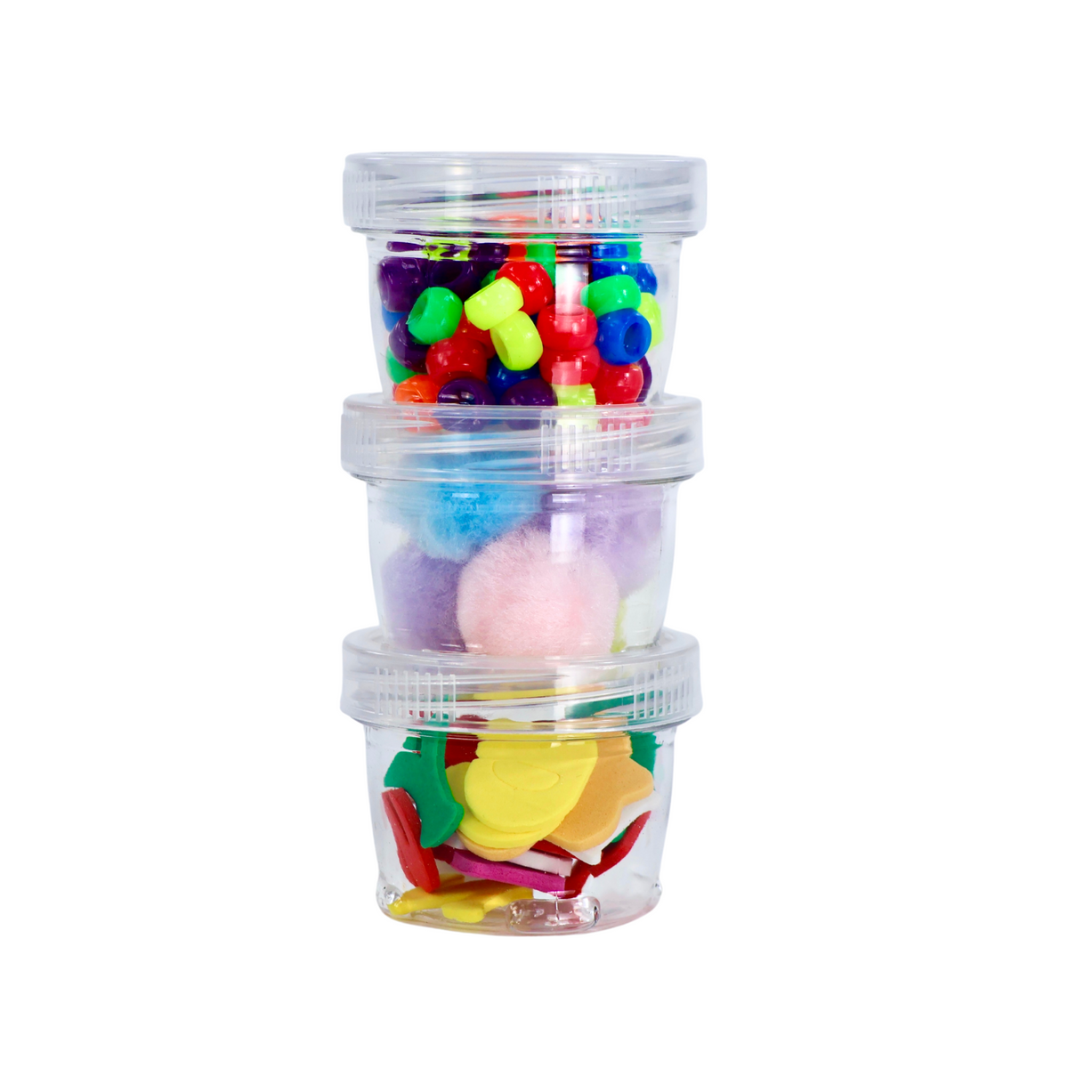 Stackable Crafting Containers, 3 Piece Plastic Clear Set - Image 2