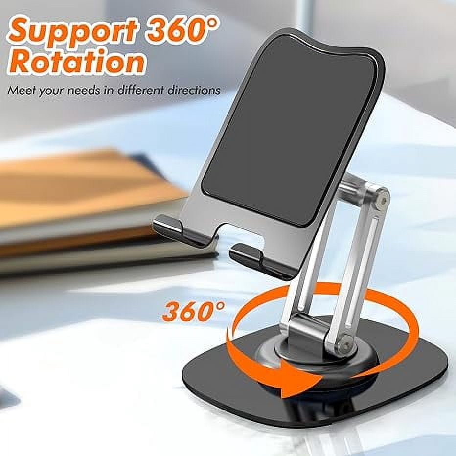 Stand for Desk, Aluminum Holder with 360 Rotating Metal Base, Foldable Desktop Holder Compatible 4-11" Mobile Devices... - Image 3
