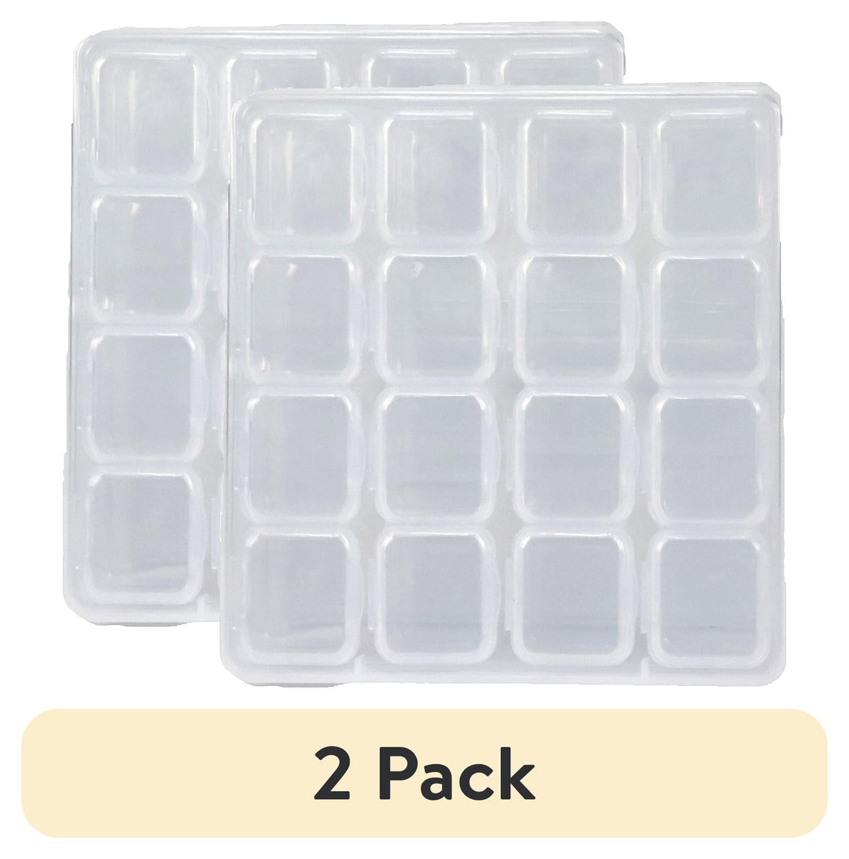 (2 pack) Plastic Craft Organizer with 16 Stackable Clear Jars for Bead and Craft Storage, Beading Projects - Image 2