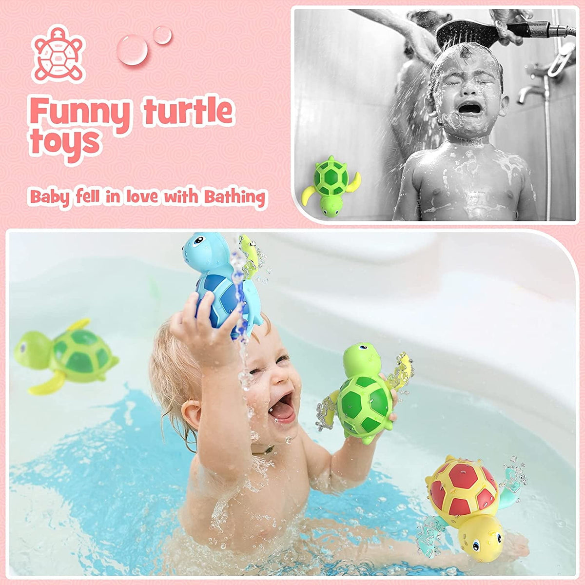 3-Pack Bath Toys for Kids and Toddlers Floating Swimming Turtle Pool Toys, Educational Fun for Ages 1+ - Image 4