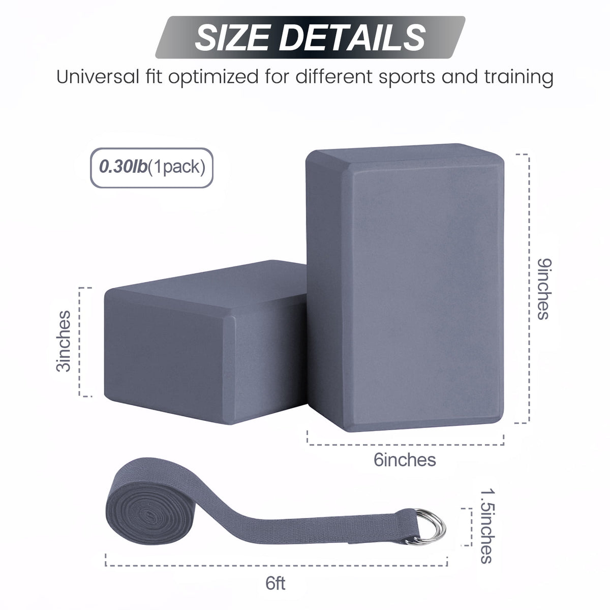 2 Packs with Strap Set, High Density & Lightweight Foam Blocks(9x6x3 inches), Soft Non-Slip Surface & Strap for, Gene... - Image 2