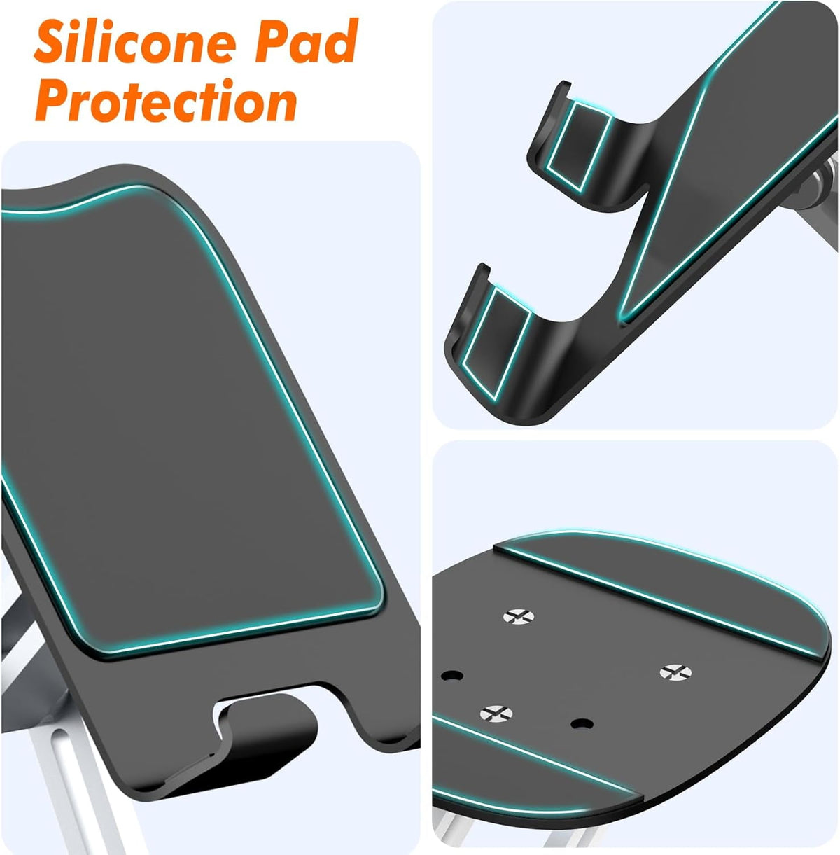 Stand for Desk, Aluminum Holder with 360 Rotating Metal Base, Foldable Desktop Holder Compatible 4-11" Mobile Devices... - Image 2