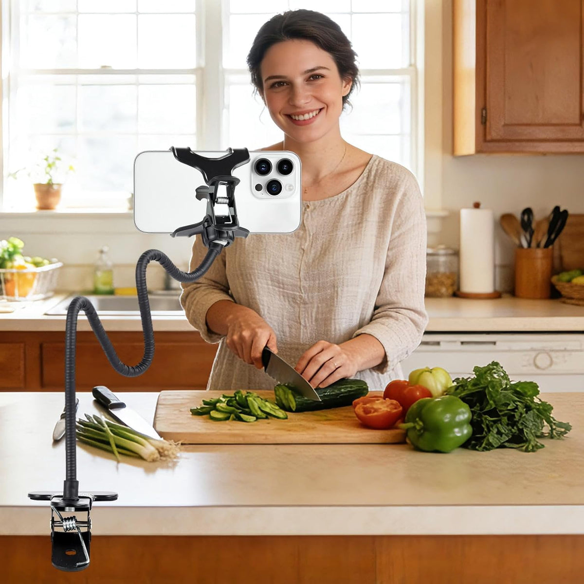 Holder Long Arm Mount for Desk, Clip Bracket Clamp Stand for 4.0-6.5'' Mobile Cell Stand - Image 4