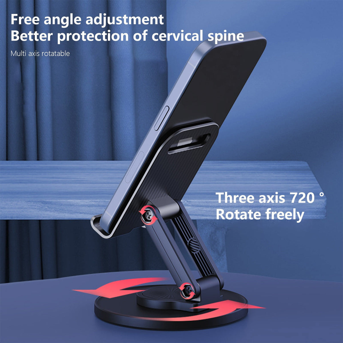 Foldable Phone Stand for Desk 360 Degrees Rotation Height Retractable Cell Phone Holder Portable Cellphone Stand - Image 4