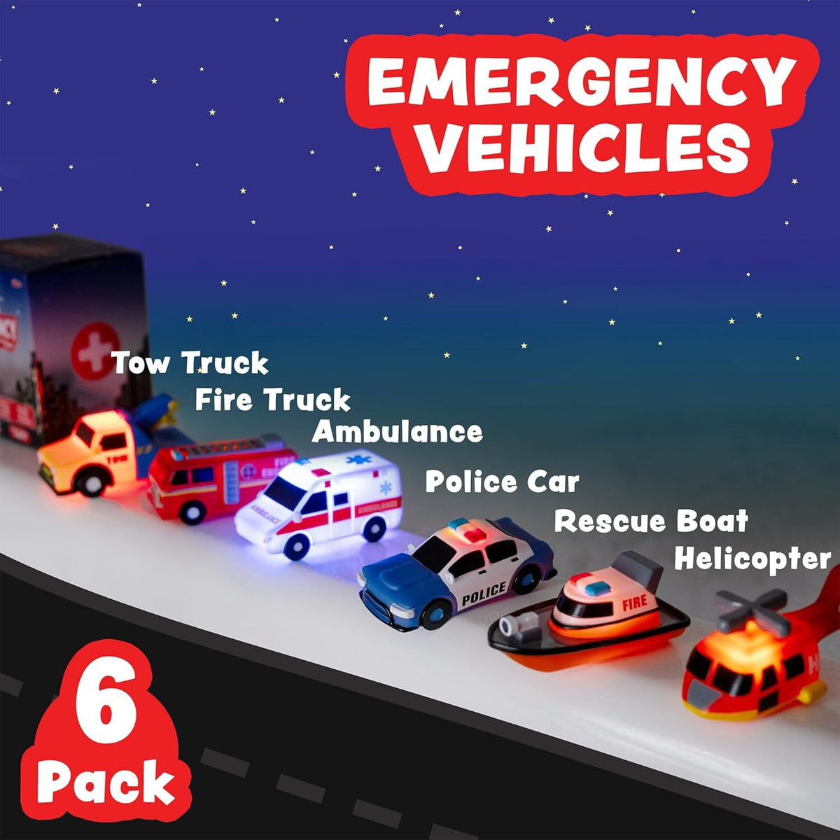 Cars Light Up Bath Toys, 6 Pack, Water-Activated Light Up Toys Flash & Change Color - Image 2