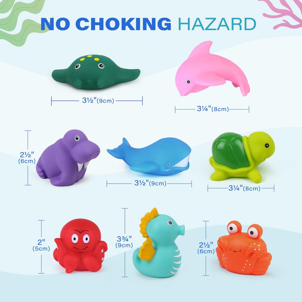 8Pcs Toys for Toddler Infant, No Hole Mold Free Sea Animal Baby Tub Toys - Image 5