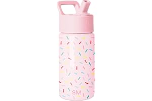 Simple Modern Kids Water Bottle with Straw Lid | 14oz Insulated Stainless Steel Kids Tumbler & Spill Proof Toddler Cup for Sc