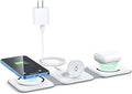 Wireless Charger 3 in 1,RTOPS Magnetic GaN Traval Wireless Charging Station Compatible with Apple Magsafe Multiple Devices for iphone17/16/15/14/13/Pro/Max,iWatch,AirPods4/3/2/Pro(Adapter Includes)