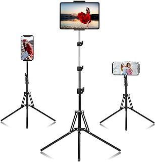 SAMHOUSING Ipad Tripod Stand, with 65 inch Height Adjustable iPad Stand Holder & iPad Floor Stand with 360° Rotating iPad Tripod Mount for iPad Pro, iPhone, Kindle, and All 4.5-12.9 Inch Tablets