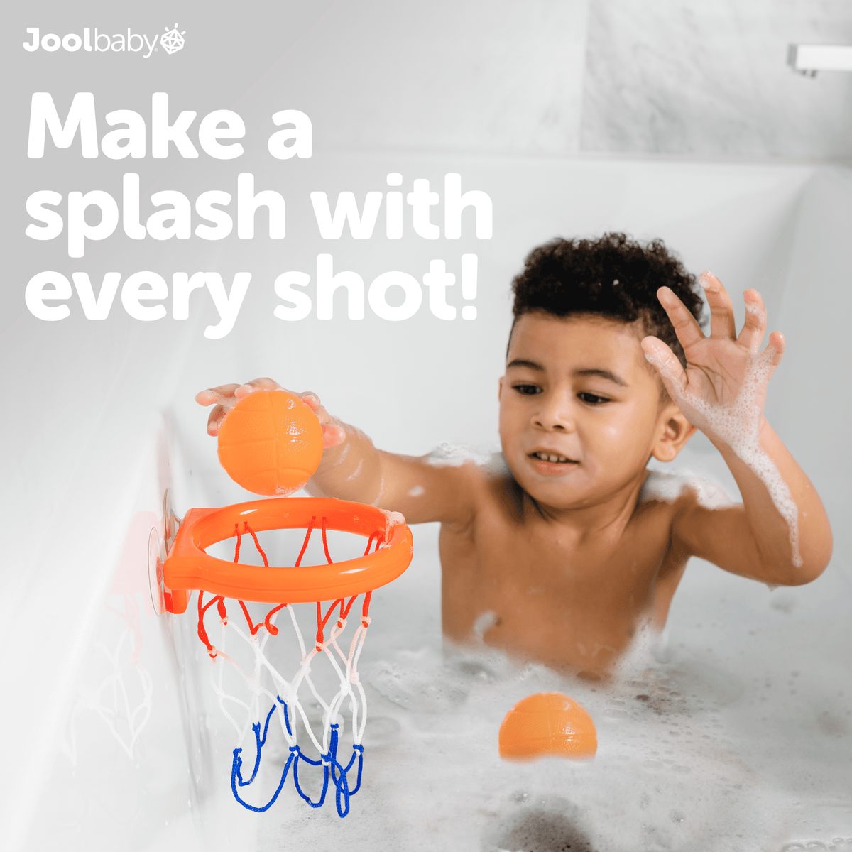 Basketball Bath Toy for Kids with Suction Cup Hoop and 2 Balls - Image 3
