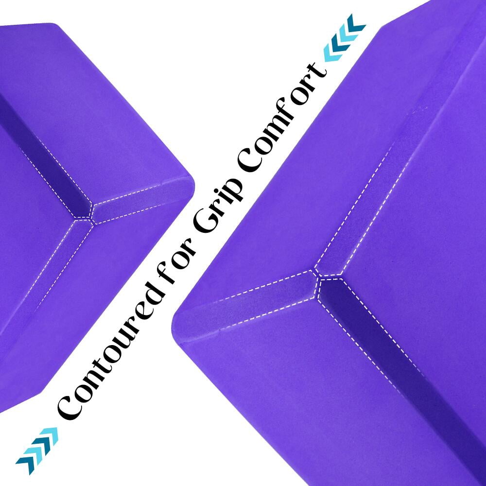Blocks Set of 2 High-Density Foam Blocks(4"x 6"x 9") for, Pilates, Meditation - Purple - Image 4