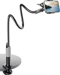SAIJI Gooseneck Bed Phone Holder, Flexible Long Arm Phone Mount for Desk, Clip Bracket Clamp Stand, iPhone Stand, Mobile Cell Phone Stand Document Camera Nintendo Switch (Black)