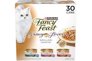 Purina Fancy Feast Gravy Lovers Poultry and Beef Grilled Gourmet Wet Cat Food Variety Pack - (Pack of 30) 3 oz. Cans
