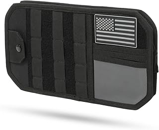 molle Tactical Sun Visor Organizer car Zipper Storage Pouch & Glasses Clip | Police Tactical Visor Molle Panel Interior Vehicle pocket Accessories for Truck Suv Police Car Gear Supplies (Black)