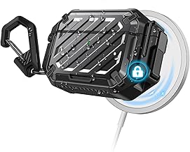 SUPCASE for AirPods Pro 3 Case with Lock & Carabiner, IP68 Waterproof, Compatible with MagSafe, Military-Grade Protection Anti-Scratch Hard Shell Cover for AirPods Pro 3rd Generation 2025, Black