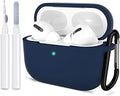 for AirPods Pro 2nd Generation Case Cover, Protective Silicone Skin Accessories with Keychain for Women Men for Apple AirPods Pro Gen 2(2022), Front LED Visible-Midnight Blue