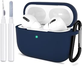 for AirPods Pro 2nd Generation Case Cover, Protective Silicone Skin Accessories with Keychain for Women Men for Apple AirPods Pro Gen 2(2022), Front LED Visible-Midnight Blue