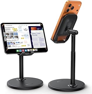 Lamicall Cell Phone Stand for Desk - [Height Angle] Adjustable Sturdy Desktop Phone Holder, Office Gifts for Father Day Accessories for iPhone 17 16 15 14 13 Pro Max, iPad Tablet Switch, 4-10"