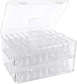 Bead Organizer Box, 60 Pcs Small Clear Plastic Storage Containers with Hinged Lid, Mini Craft Boxes for Beads, Jewelry Making, Diamond Painting, Nail Art, Screws and Small Parts Organization