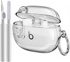 Beats Studio Buds/Studio Buds Plus Case Cover Clear 2021/2023 Men Lock Clip with Cleaner Kit, GARTOO Protective Case for Women Girls Kids Clear