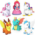 Tub Works Fantasy Watertight Bath Toys, 6 Pack | Sealed, No Hole Bath Toys Design Keeps Moisture Out | Soft, Squeezable & Float on Water | Baby & Toddler Bathtub Toy | Unicorn Baby Girl Bathtub Toy
