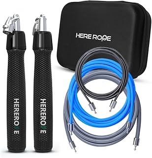 HEREROPE Weighted Jump Rope for Men Women Interchangeable 1/6lb 1/4lb 1/2lb Heavy Jump Rope- Adjustable Length, Tangle Free, Smooth Ball Bearing, Anti-slip Grip, Skipping Rope for Weight Loss