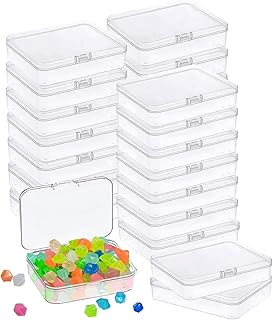 MFDSJ 12 Pcs Mini Plastic Storage Containers Box with Lid, 3.5x2.4 Inches Clear Rectangle Box for Collecting Small Items, Beads, Game Pieces, Business Cards, Crafts Accessories
