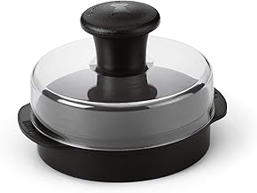 Weber Original Burger Press, Black – Creates Perfect Flat 1/4 lb & 1/2 lb Patties with Built‑in Dimple, Detachable Handle & Nylon Grip - Grill Accessory