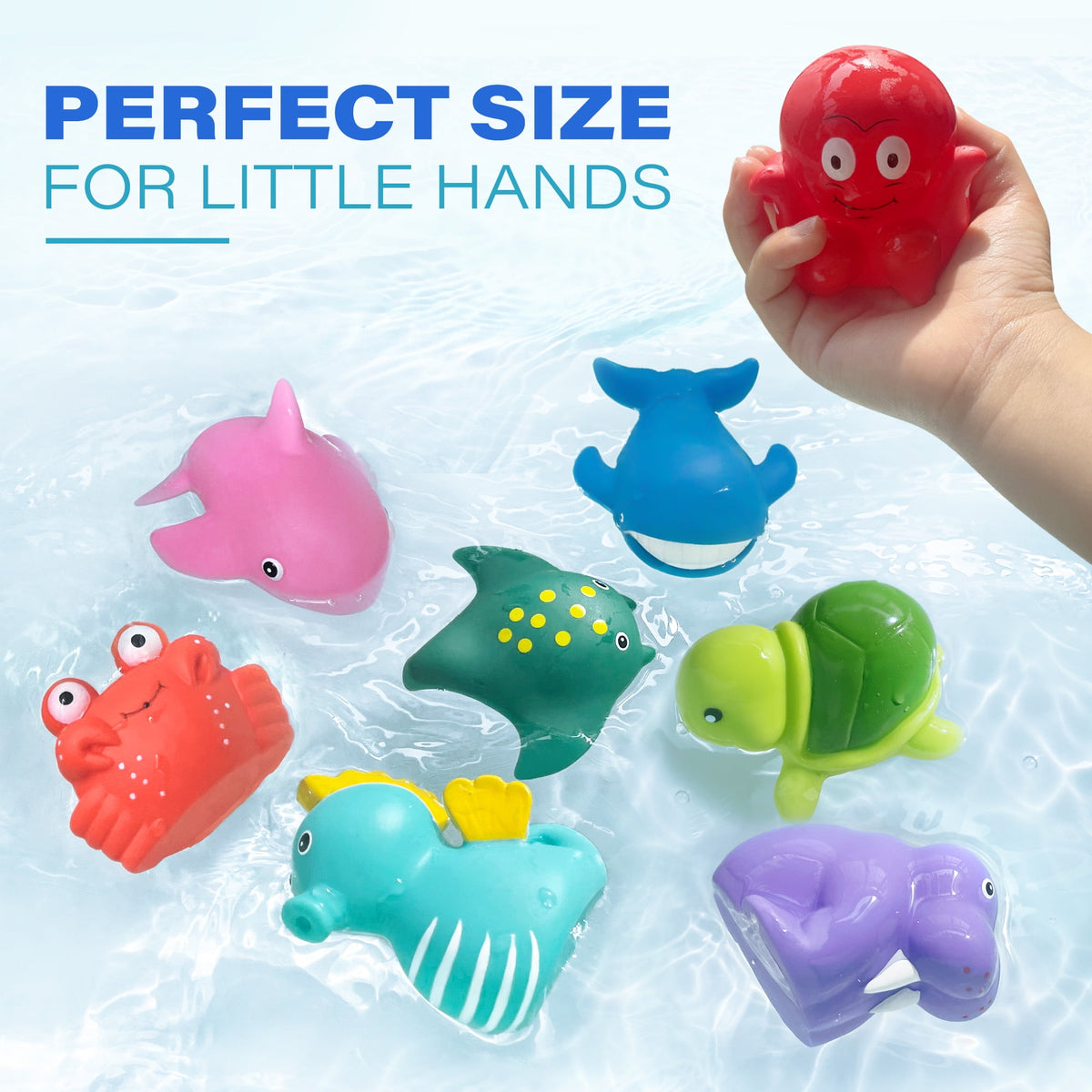 8Pcs Toys for Toddler Infant, No Hole Mold Free Sea Animal Baby Tub Toys - Image 4
