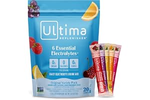 Ultima Replenisher Daily Electrolyte Powder – Original Variety Pack, 20 Stickpacks – Zero Sugar Hydration Packets with 6 Elec