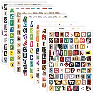 PRSTINCOL 1900+ Magazine Letter Stickers,Vintage Scrapbook 24 Sheets Letters Stickers,Ransom Alphabet Stickers for Scrapbooking Supplies Journaling DIY Crafts Gift Junk Journal