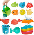 Baby Bath Toys for Kids Ages 1-3, 16PCS | Easy Clean Mold Free Bath Toys Toddlers 2-4 | Bathtub Pool Water Table Toys for Babies & Toddlers | Bath Boats Spoons Bucket Watering Can Tub Toy for Toddlers