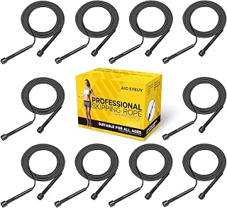 10 Pack Adjustable Jump Rope for Fitness and Exercise - PVC Skipping Rope for Men, Women and Teens - Tangle-Free for Keeping Fit, Training, Workout