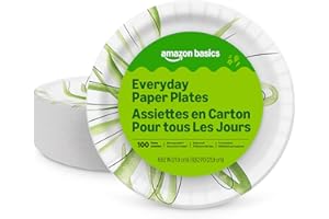 Basics Everyday Disposable Paper Plates, 8.62 Inch, Microwave-Safe, Cut Resistant, Soak-Proof, 100 Count, Packaging Ma