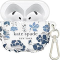 kate spade new york AirPods 4 Protective Case with Keychain Ring - Flowerbed Blue, Compatible with AirPods 4th Generation