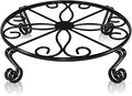 12"x3.1" Black Plant Stand for Flower Pot Heavy Duty Potted Holder Indoor Outdoor Metal Rustproof Iron Garden Container Round Supports Rack for Planter Bronze,Pumpkin Stand Outdoor