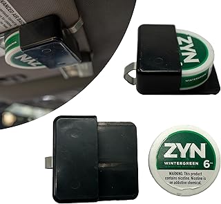Extra Strong Visor Clip Holder for Zyn Can, Black, Automotive Tin Mount for Wintergreen Pouches, Universal Car Sun Visor Attachment
