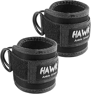 Hawk Sports Ankle Straps for Cable Machines for Enhanced Booty, Glute, Leg & Other Lower Body Workouts, Strong and Portable Glute Kickback Ankle Strap (Pair) for Safely Weightlifting an Extra 220 lbs.