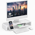 Monitor Stand Riser, Klearlook Foldable, Height Adjustable Computer Stand, Desk Shelf Riser with Storage Drawer &Tablet Phone Stand for Desktop, Laptop (White)