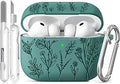 Ekoonpft for Airpods Pro 3 Case, Flower Engraved Cases for Apple AirPods Pro 3rd Generation 2025, Soft Silicone Cover for Women Girly with Cleaning Kit & Keychain, Anti-Scratch, Shockproof