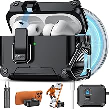 Pohgelan Compatible with AirPods Pro 3 Case with Lock,Magnetic Automatic Lock with Cleaning Kit,Compatible with Magsafe Cover (Black, AirPods Pro 3rd (2025))