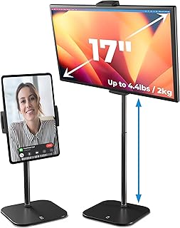 COOPER TabStand, 20" Tall iPad Stand for Desk, Portable Monitor Holder up to 17" Holds 4.4lb, Desktop Tablet Stand, Tablet Mount, Apple iPad Holder for Desk, for Samsung, Kindle, Fire (Night Black)