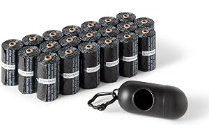 Basics Dog Poop Leak Proof Bags with Dispenser and Leash Clip, Unscented, 13" x 9" Large Size, 300 Count