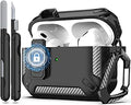 RFUNGUANGO for AirPods Pro 2nd Gen Protective Case with Cleaning Kit, Military Hard Case with Lock for AirPod Gen 2 Charging Case 2023, 2022, Black