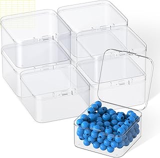 8 Pack Clear Plastic Storage Containers with Lids, 2.56 x 2.56 x 1.38 inch Clear Beads Storage Containers Box for Collecting Small Items, Beads, Game Pieces, Hardware, DIY Art Crafts Accessories