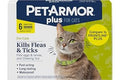 PetArmor Plus Flea and Tick Prevention for Cats over 1.5 lbs, Cat Flea and Tick Treatment, 6 Doses, Waterproof Topical, Fast