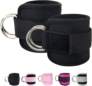 Fitness Ankle Strap for Cable Machine, 2PCS Comfort Adjustable Gym Ankle Cuff for Kickbacks, Glute Workouts Neoprene Padding, One Size Fit All Ankle, Ankle Bands for Working Out, Booty Hip Abductors Exercise for Women Men